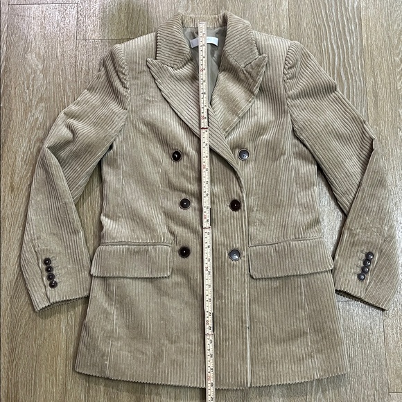 Mango MNG Structured Tan Brown Double Breasted Corduroy Blazer size 2 - Picture 4 of 8